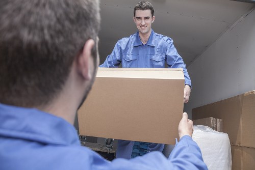 Loading a commercial vehicle for a move near Mayfair streets