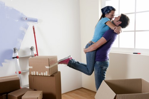Commercial office removal preparation in central Mayfair with desks and equipment