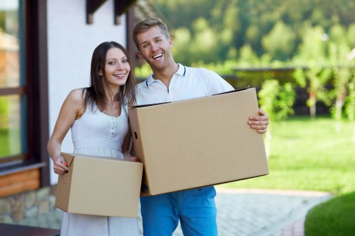 Mixed household and office furniture ready for pick-up in Mayfair