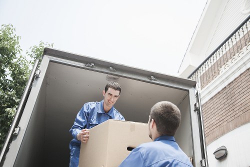 Packing boxes and student belongings prepared for removals in Mayfair
